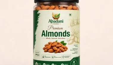 Abadani Foods Premium Whole Almonds – Natural & Nutritious (280g)