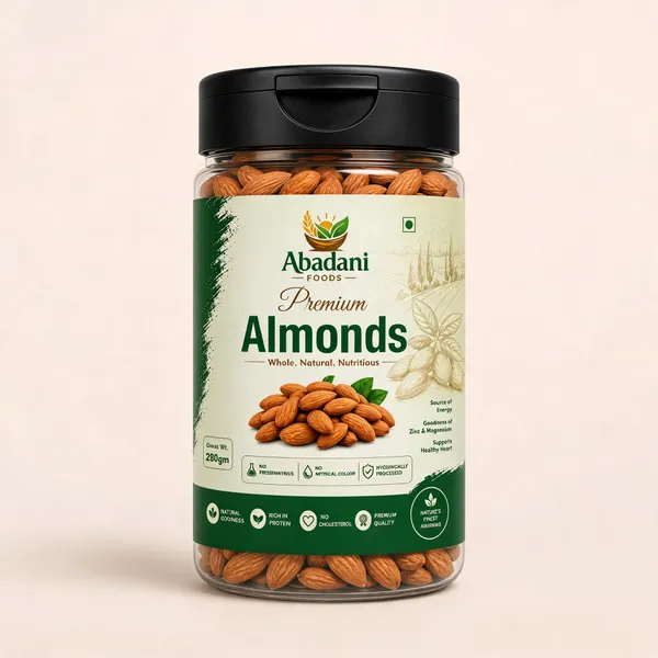 Abadani Foods Premium Whole Almonds – Natural & Nutritious (280g)