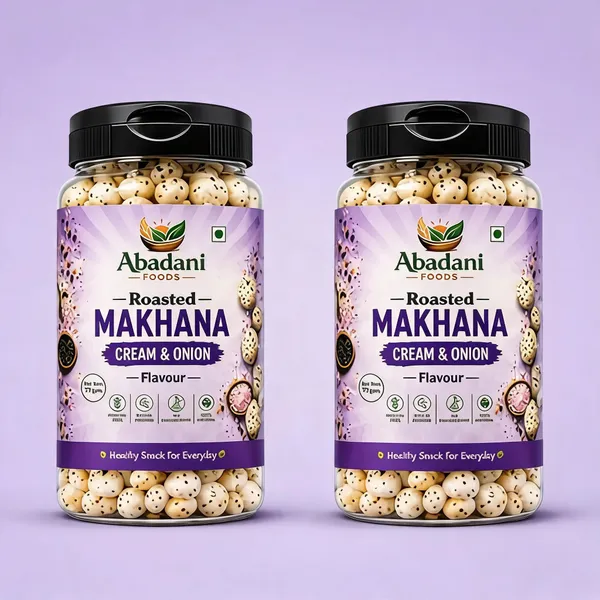 Abadani Foods Roasted Makhana – Cream & Onion Flavour (77g)