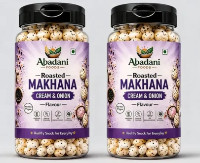 Abadani Foods Roasted Makhana – Cream & Onion Flavour (77g)