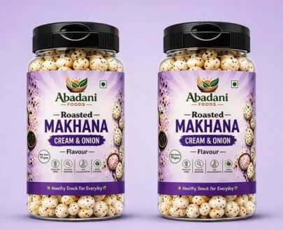 Abadani Foods Roasted Makhana Variety Combo Pack – Himalayan Salt, Peri Peri & Cream & Onion (3 × 77g)